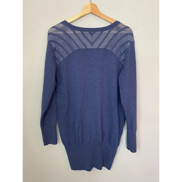 Lolë Lole Womens Sz Large Long Sleeve Mesh Knit V-Neck Navy Pullover Activewear - Picture 13 of 16